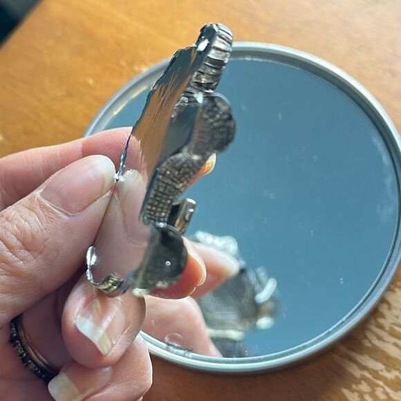 Large Silver Tone & Plastic Elephant Pendant - Picture 3 of 4